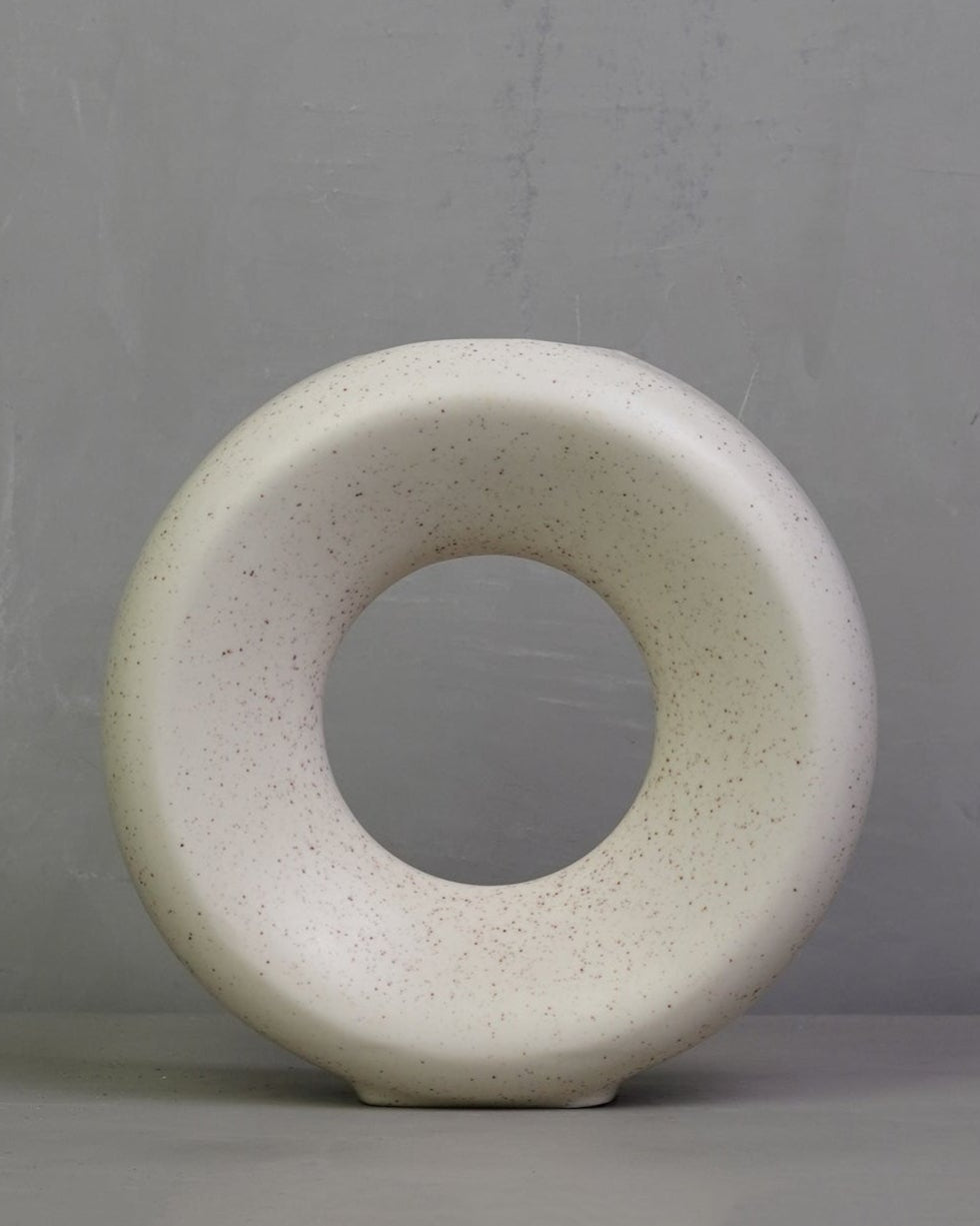 HK LIVING Ceramic Circle Vase M - White Speckled