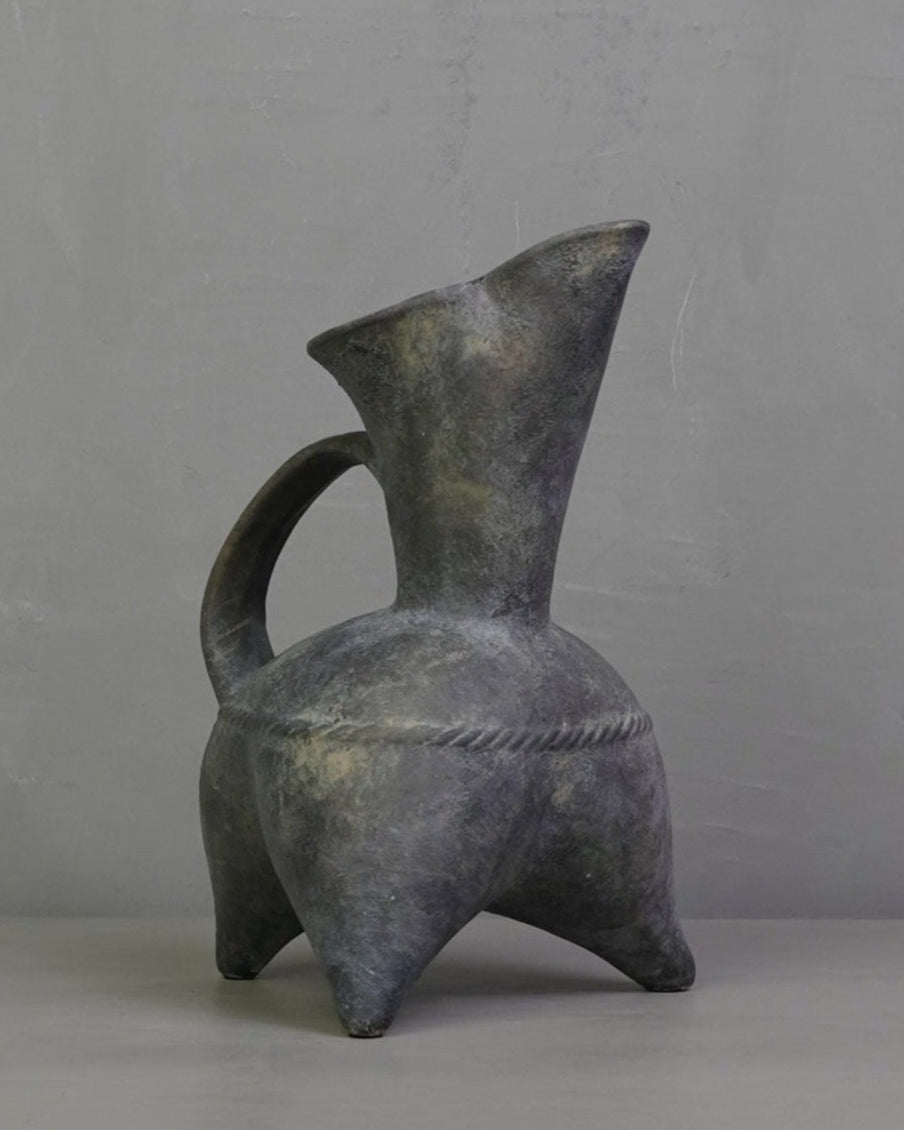3 Leg Handle Pot Jar Crock - Grey