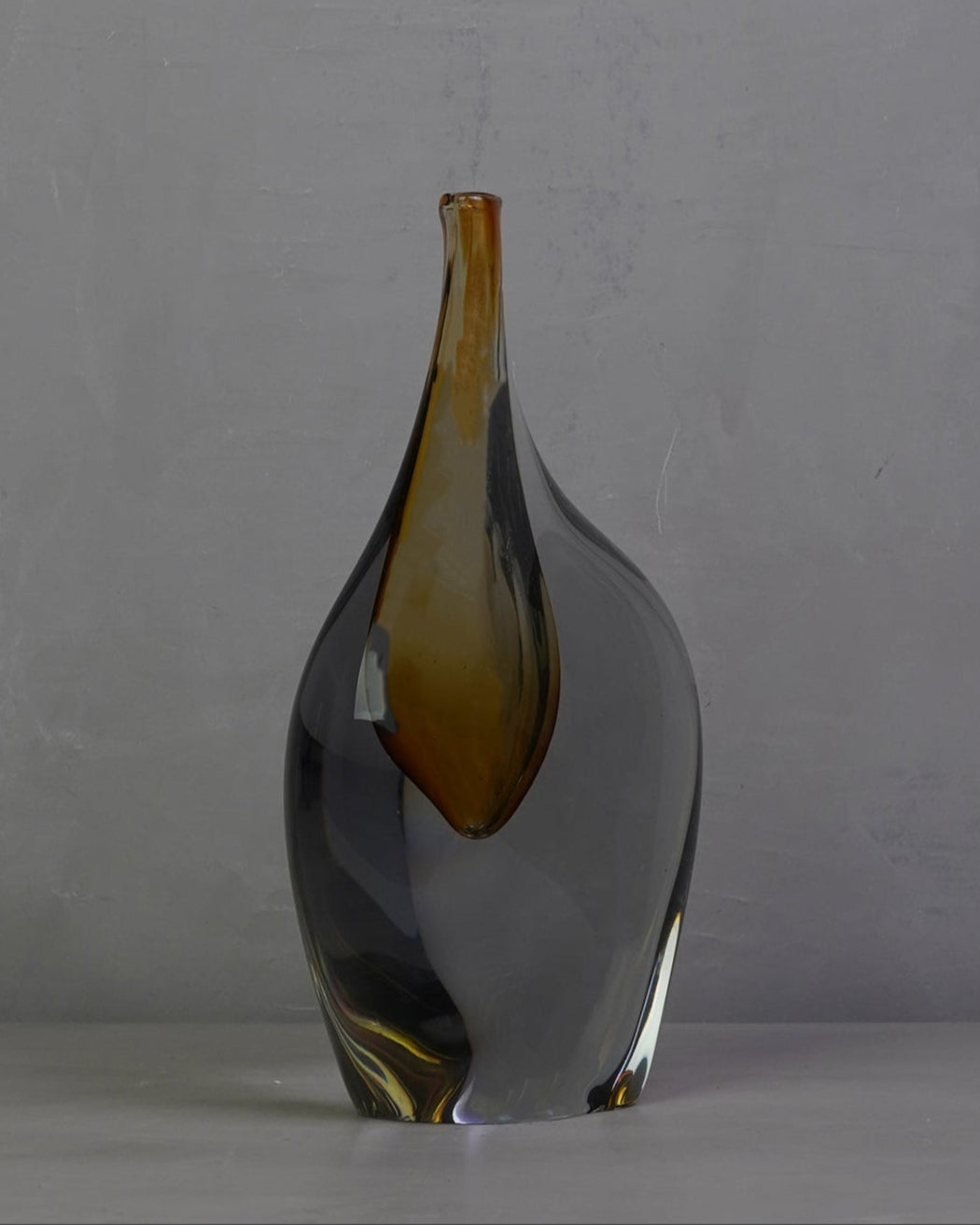 Murano Art Vase - Smoke/Amber