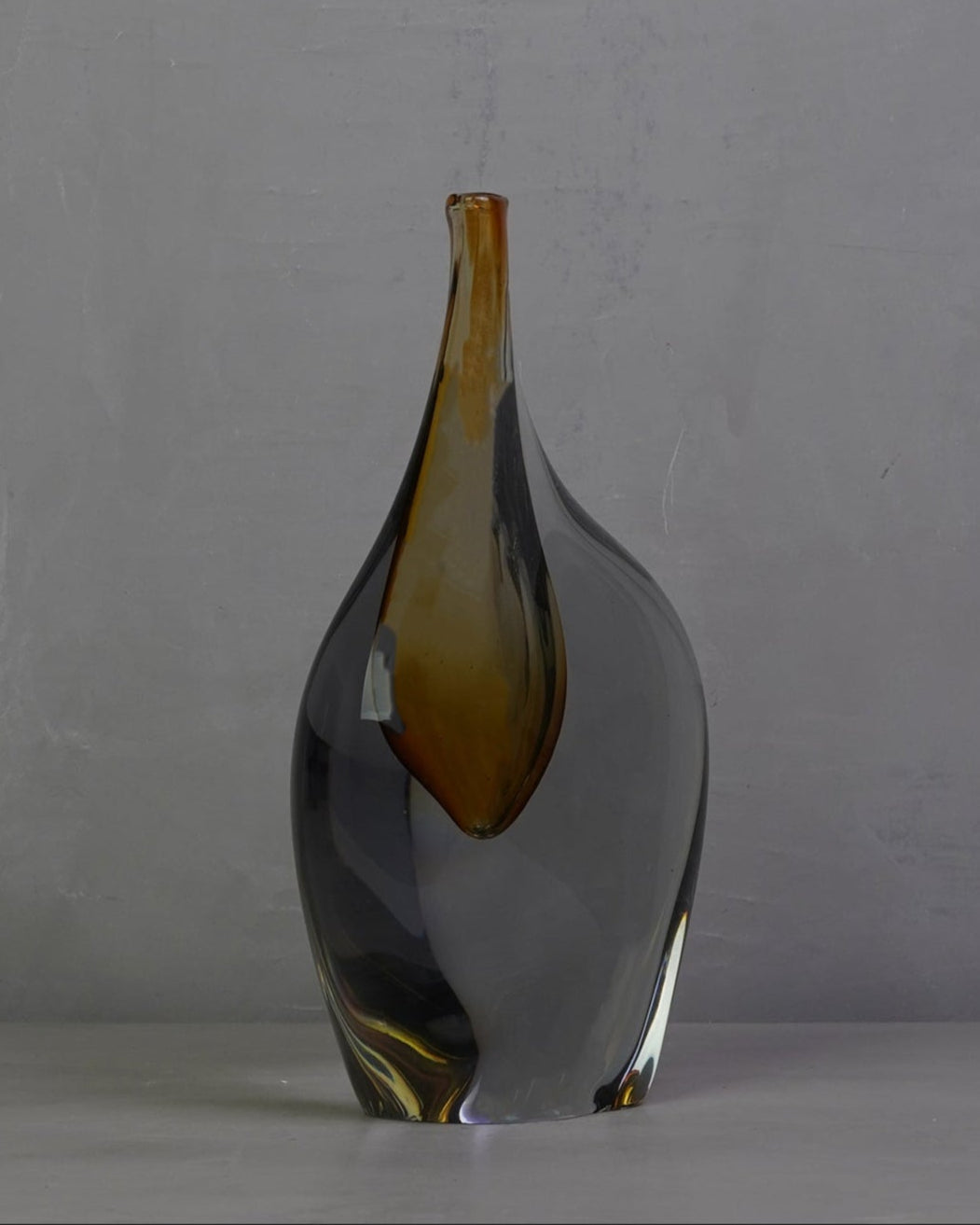 Murano Straight Art Vase - Smoke/Amber