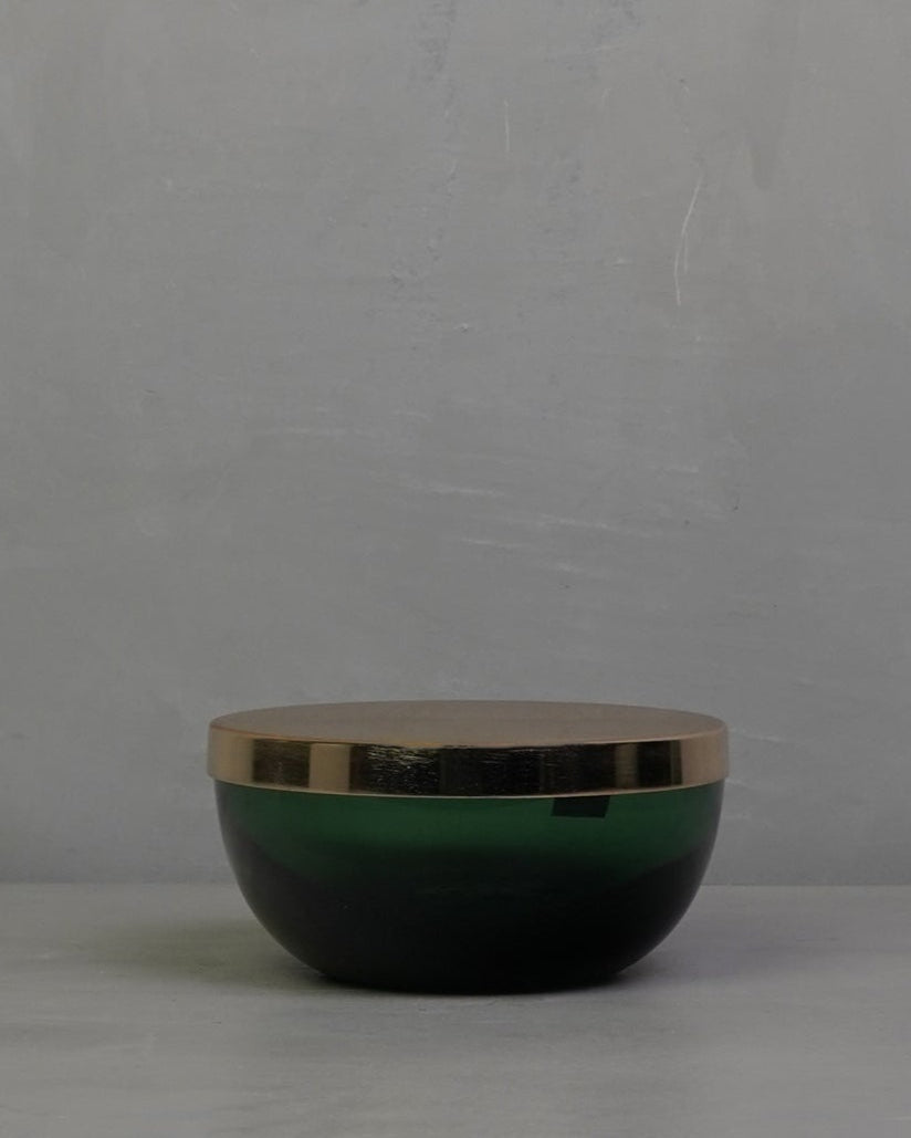 Tota Jar Small Rounded Box with Lid - Green/Brass